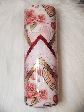 20 oz. Floral Heart Glitter Tumbler